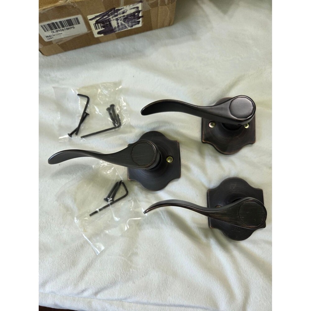 3 Oil Rubbed Bronze Curved Lever Door Handle - Left Hand Dummy Lever
